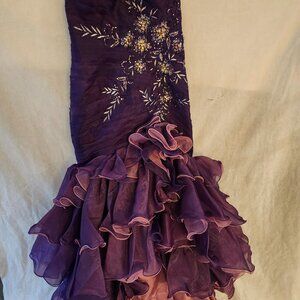 Bicici Vintage Women's Purple Strapless Formal Mermaid Gown Size XL